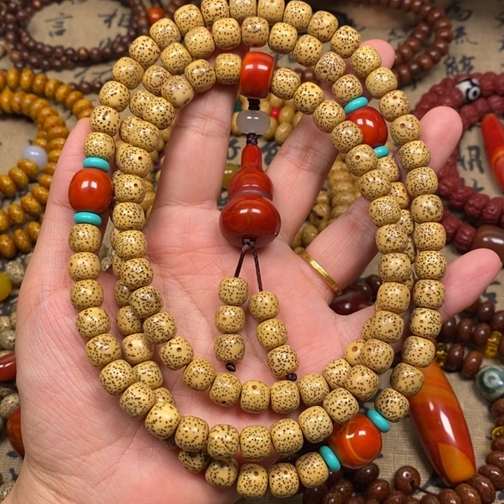 半***頭星月菩提吊坠黄金籽9.5