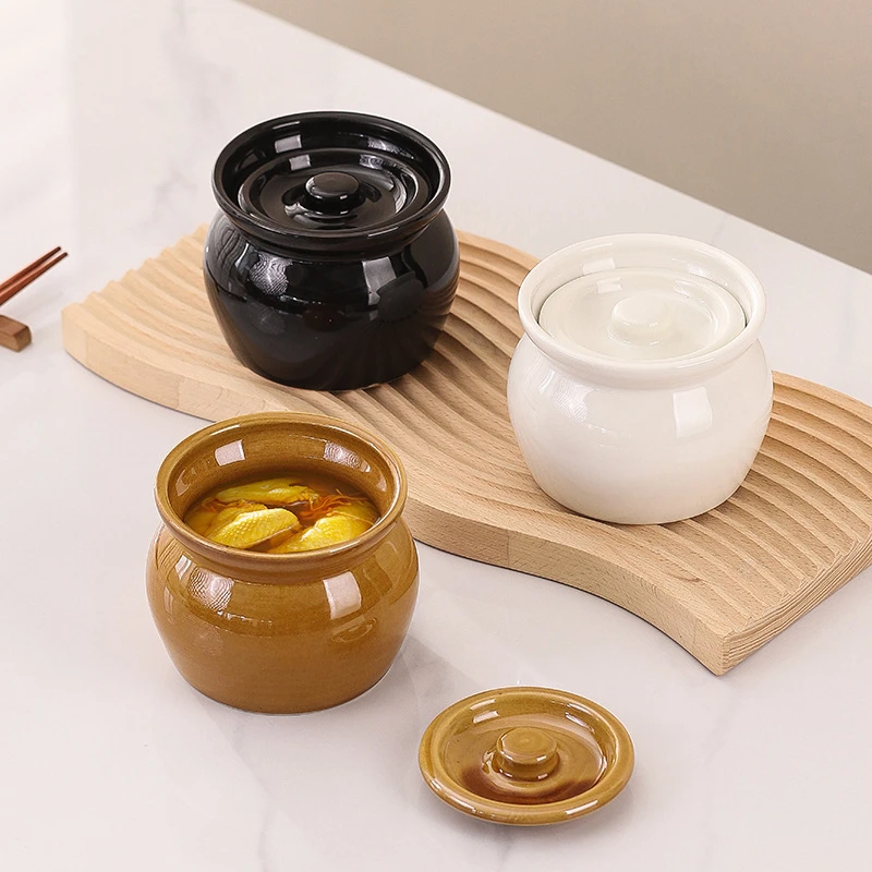 炖盅隔水老式带盖商用沙县陶瓷瓦罐小吃煨汤一人炖罐家用煲汤蒸盅