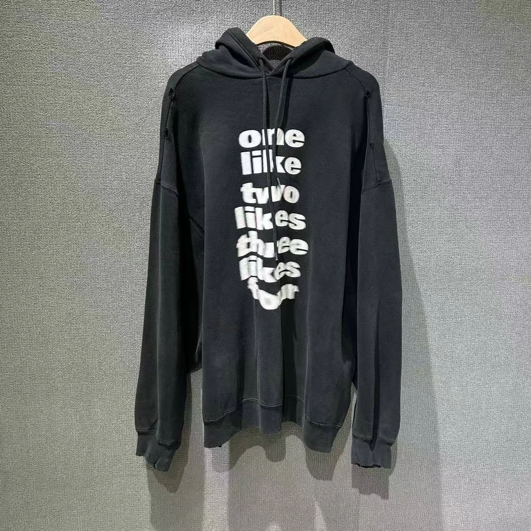 99新 Balenciaga/巴黎世家 （pm）模糊字母帽衫卫衣 s码/2154
