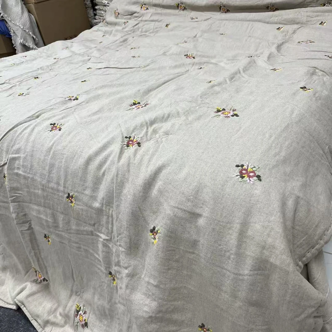 《花海》罗布麻双人重工 刺绣四季被 品质必备