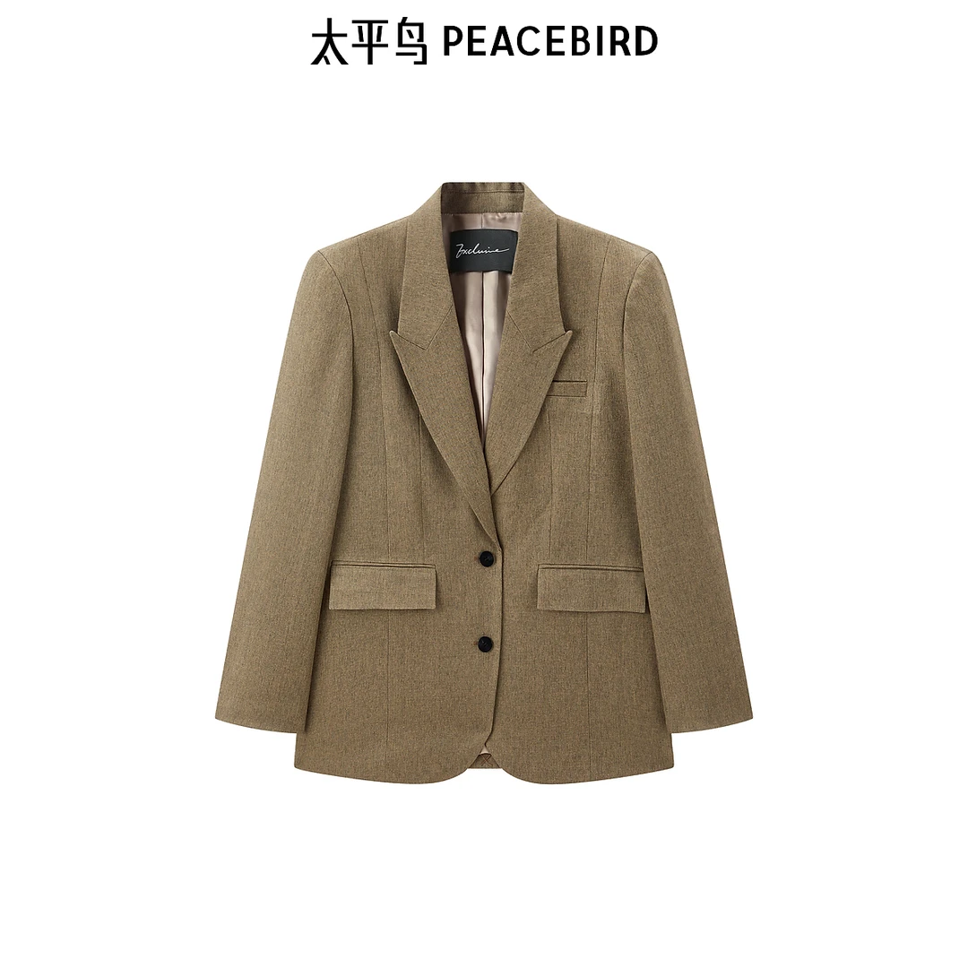 太平鸟大师系列高端通勤精纺羊毛西装外套新款A1BAF1394