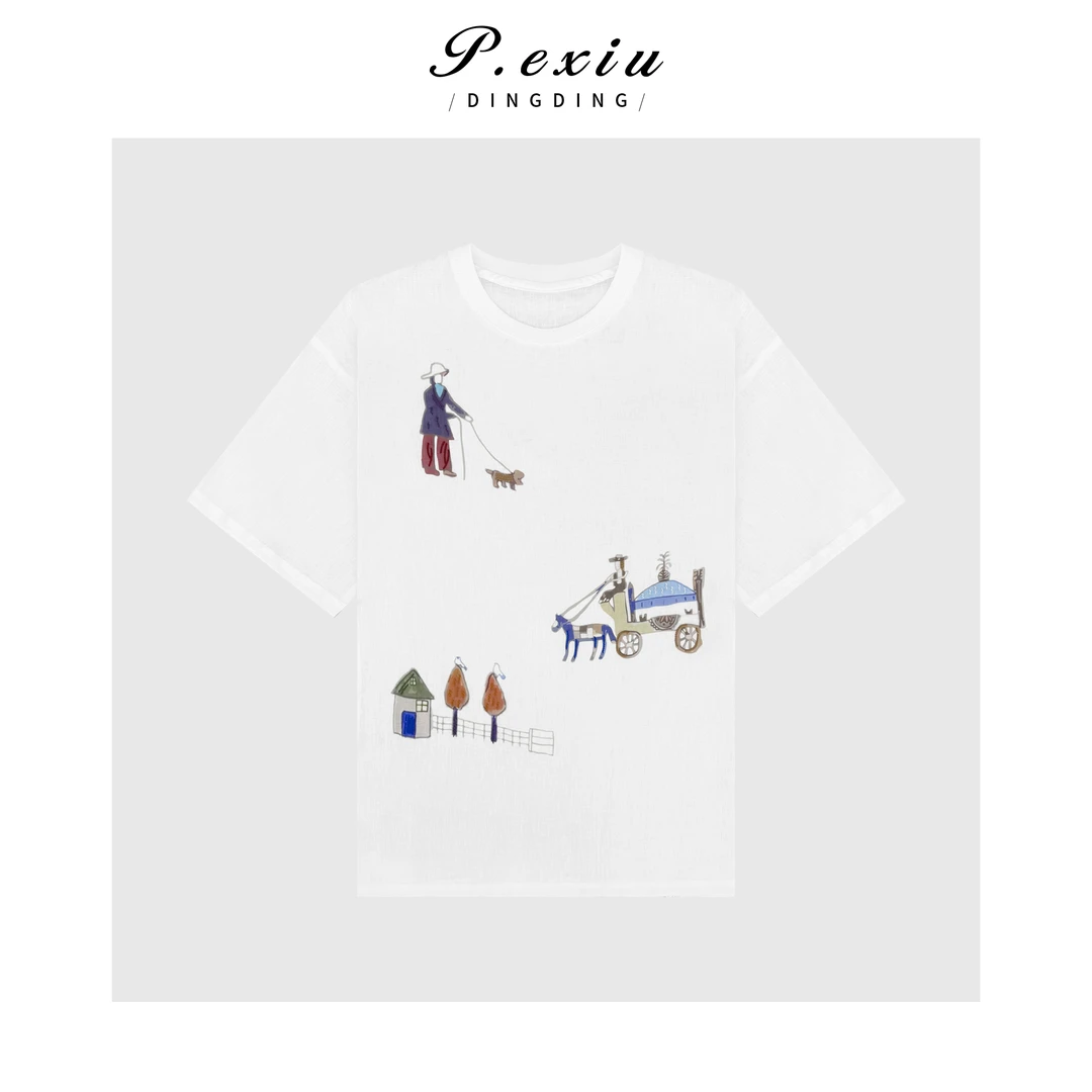 简约松弛减龄印花圆领短袖T恤Q59648