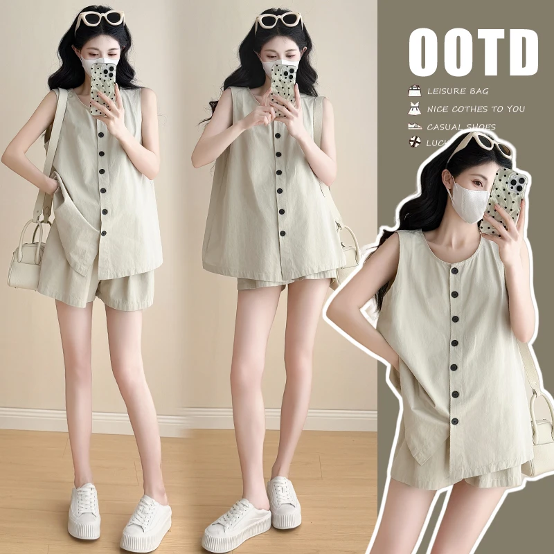 孕妇装夏季新款清爽感短裤套装 时尚显瘦舒适套装