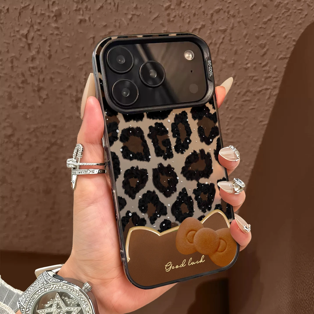 豹纹凯蒂适用苹果17promax手机壳iphone16pro卡通可爱15pro小清新