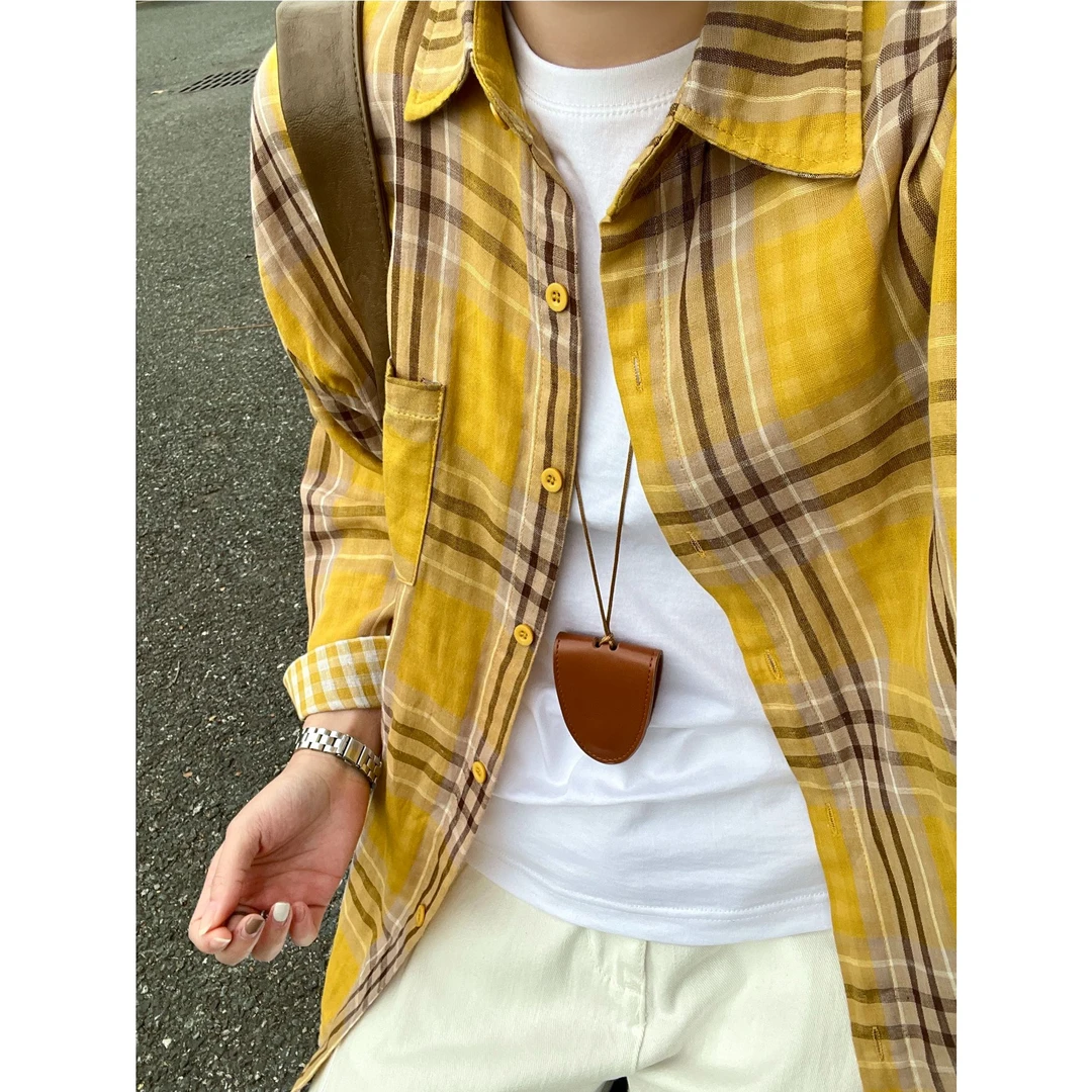 2025黄色条纹衬衫秋季新款小众休闲宽松衬衣百搭潮流时尚韩版长袖