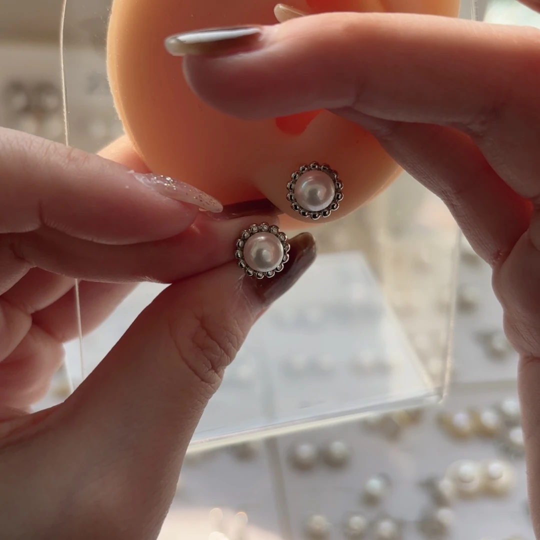 合金淡水珍珠耳饰