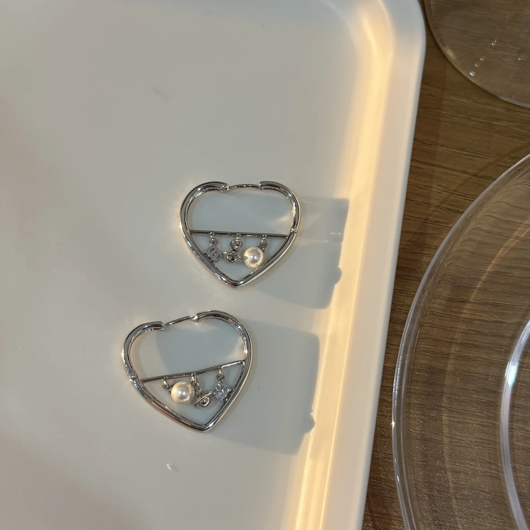 铜合金锆石耳饰 HRY0-铜合金星球爱心简约百搭个性耳钉HRY0-1297