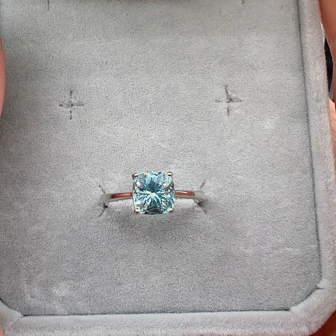 海蓝宝石戒指银S925镶嵌赤**星不退换