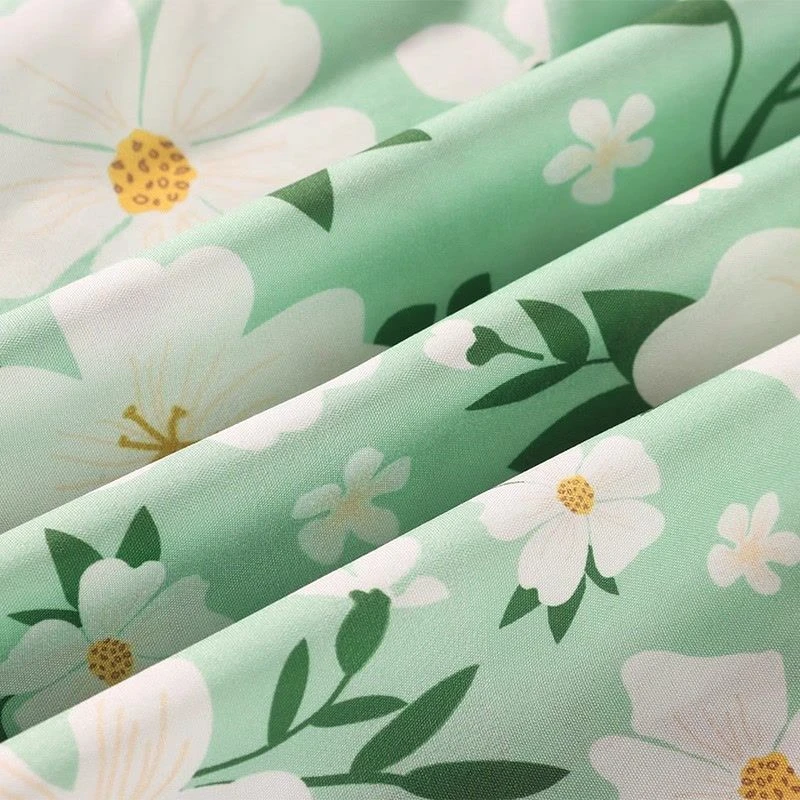 绿花心布料，床单