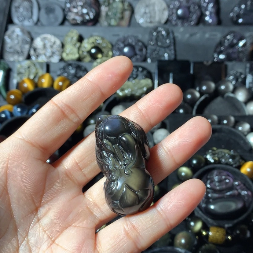 【闪购商品】黑曜岩珠宝奇石未镶嵌雨**昏