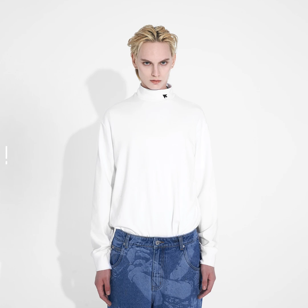 【FAX】纯色双面抓绒合身弹力高领T恤 男女同款2202