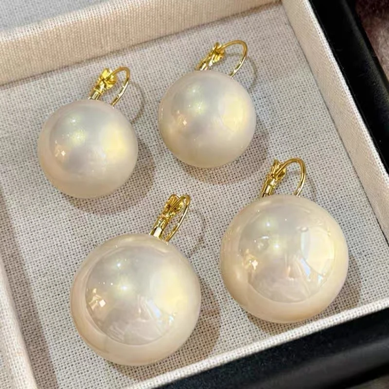 铜合金耳饰 港风复古仿珍珠耳扣耳环女小众独特设计感耳坠耳饰潮