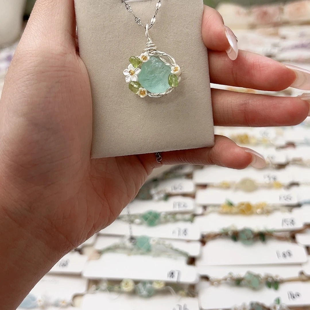 明***果琉璃非金属绿色项链