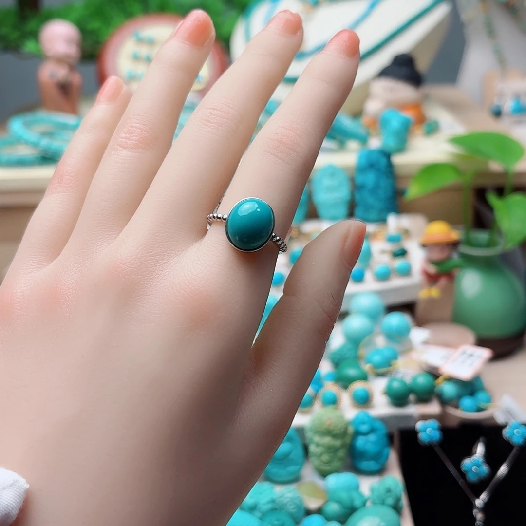 绿松石银S925镶嵌戒指