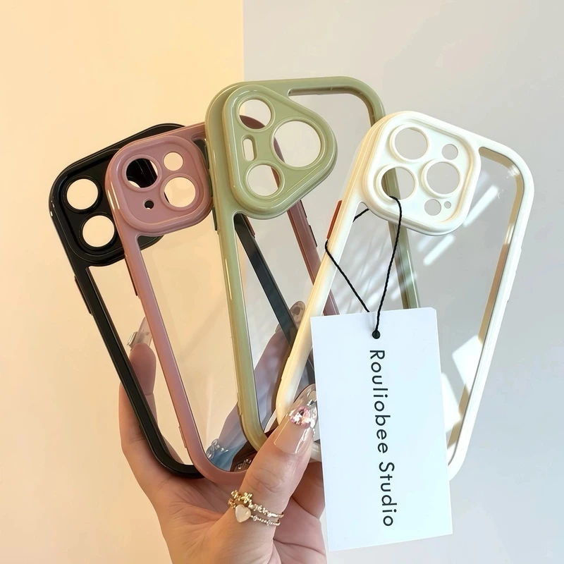 防摔透色奶油壳适用苹果15vivo华为oppo小米14全包iPhone16手机壳