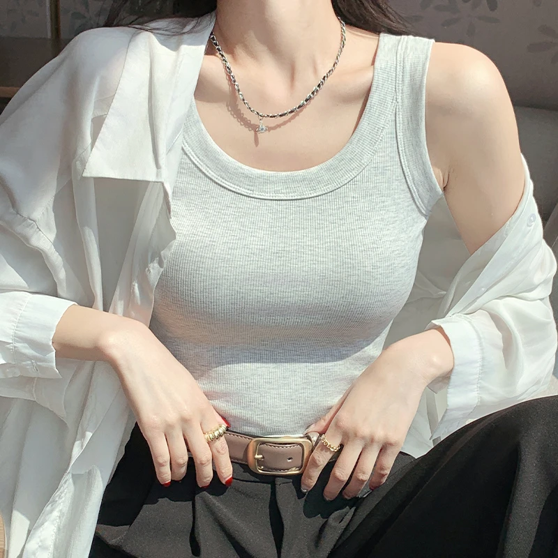 吊带背心性感打底夏辣妹修身内搭防走光外穿薄款纯色无袖吊带背心