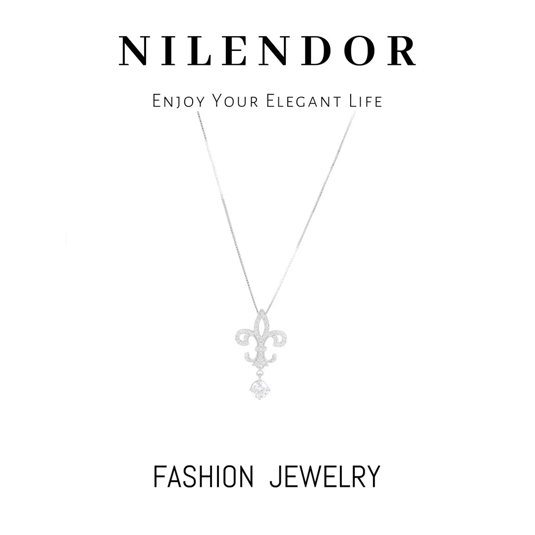 坠链均925银莫桑石 XL-341轻奢纯银鸢尾花精致百搭莫桑锁骨链