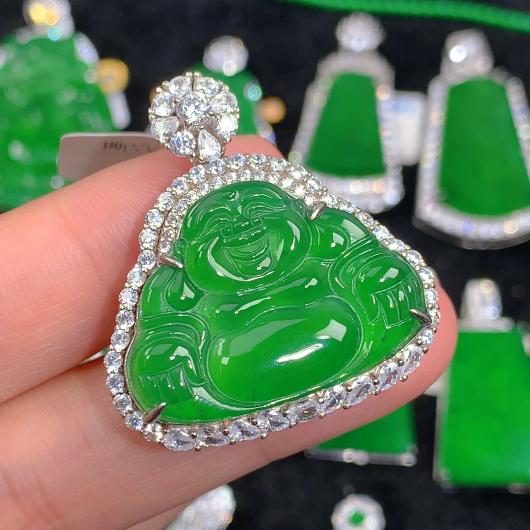 翡翠吊坠(不含链)银S925镶嵌