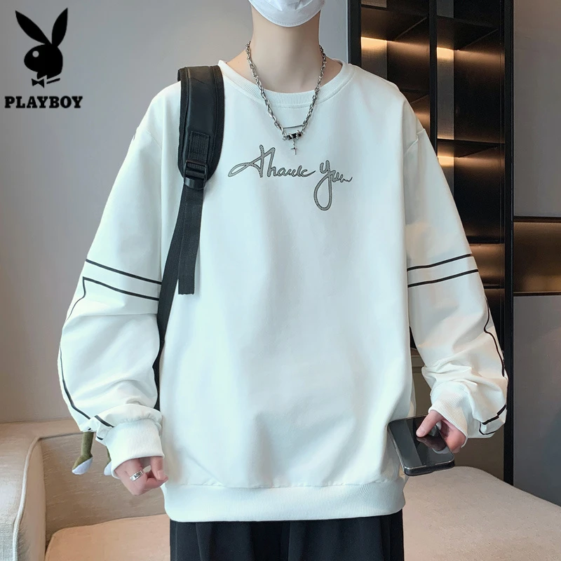 花花公子春秋季卫衣高中学生长袖t恤帅气大童男装打底衫圆领上衣
