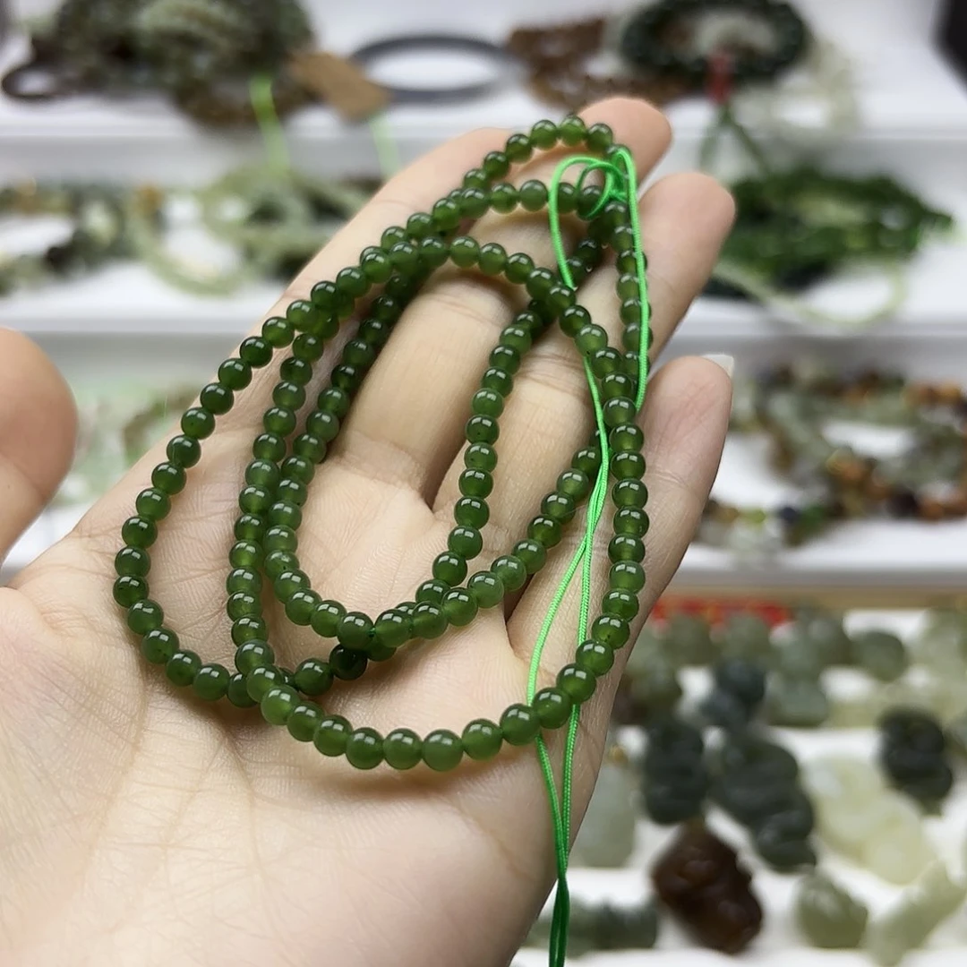 和田玉颈饰未镶嵌4mm碧玉万能链