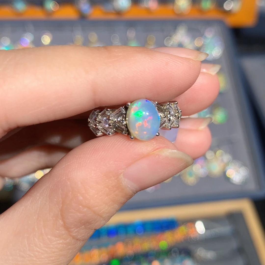 银S925镶嵌欧泊欧泊戒指y