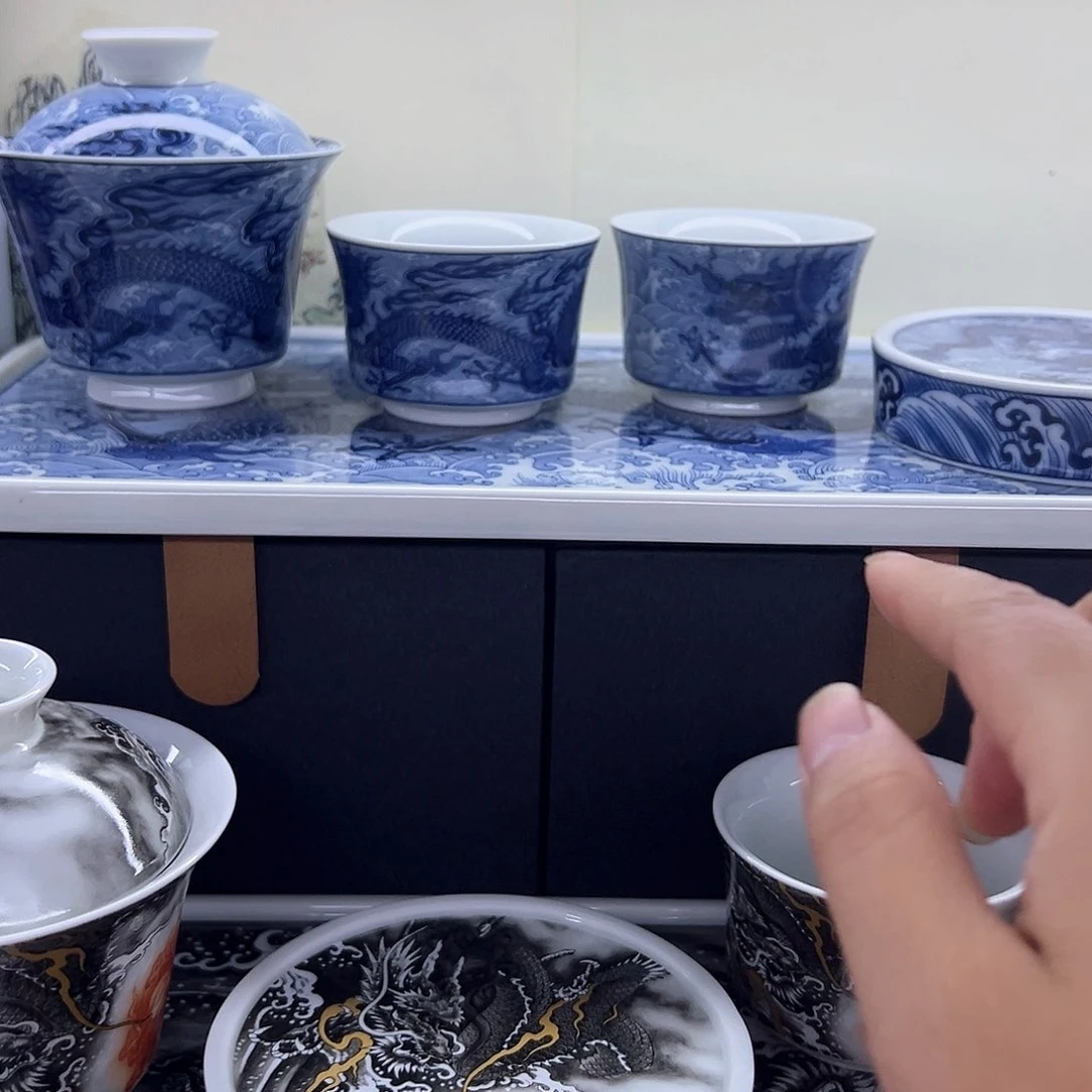 老***林盖碗手绘青花瓷器釉下彩瓷