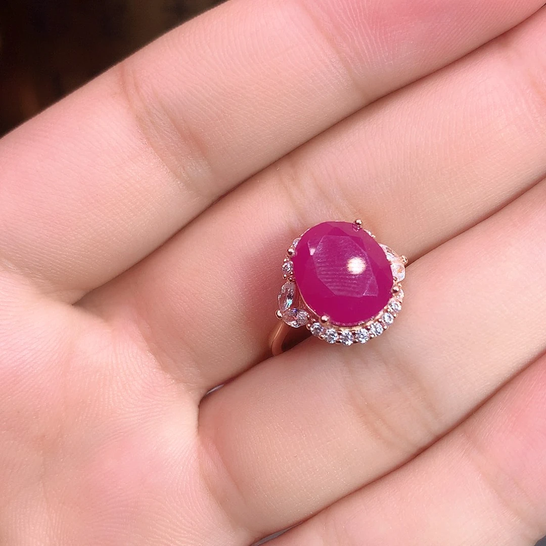 红宝石戒指银S925镶嵌