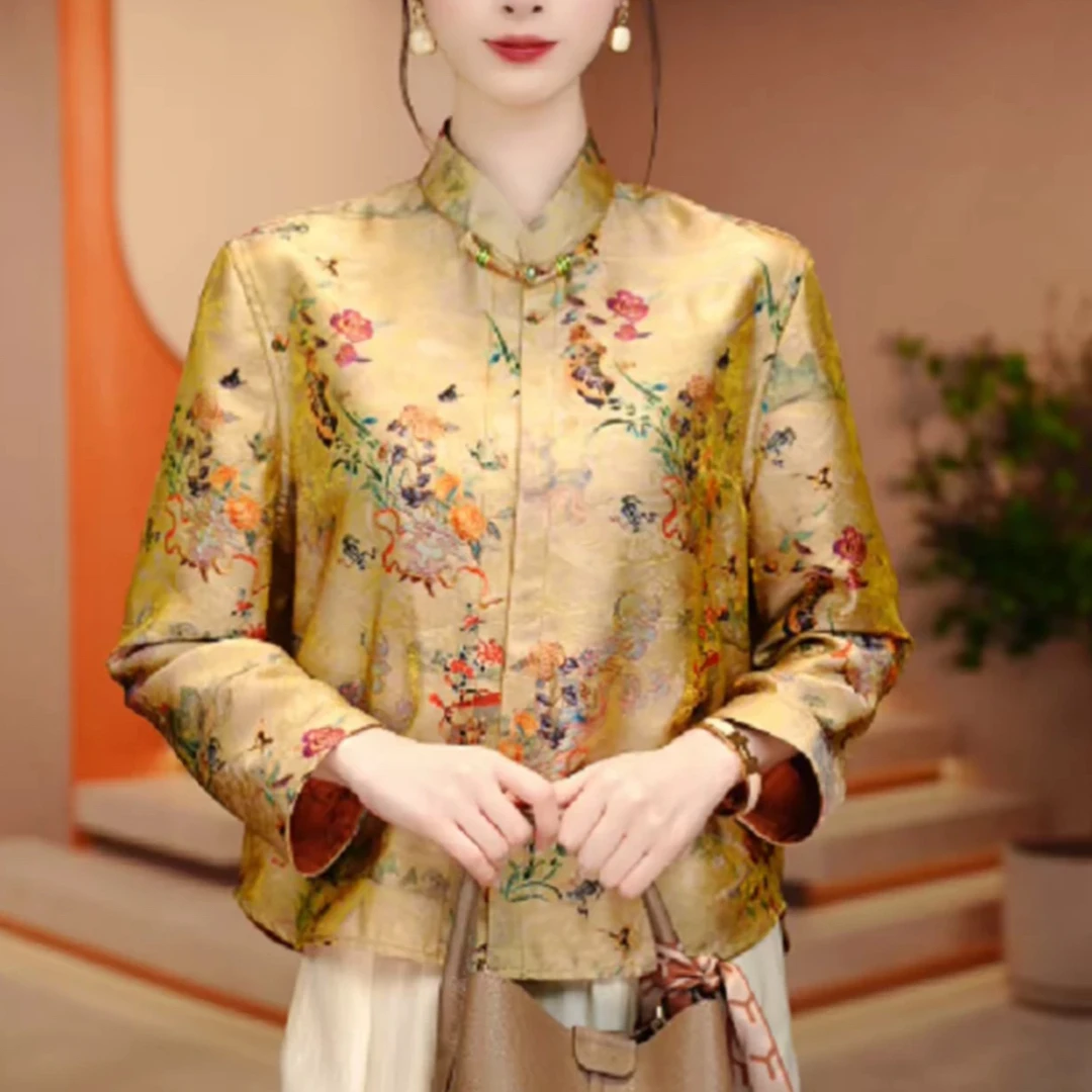 【现货】 2025女装洋气衬衫显瘦时尚百搭宽松圆领休闲通勤856