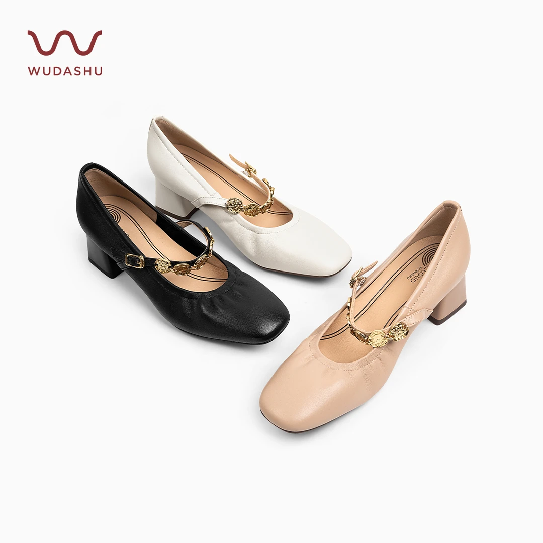 吴大叔红云鞋仙女风气垫金币法式气质低跟玛丽珍鞋女平底单鞋Z252