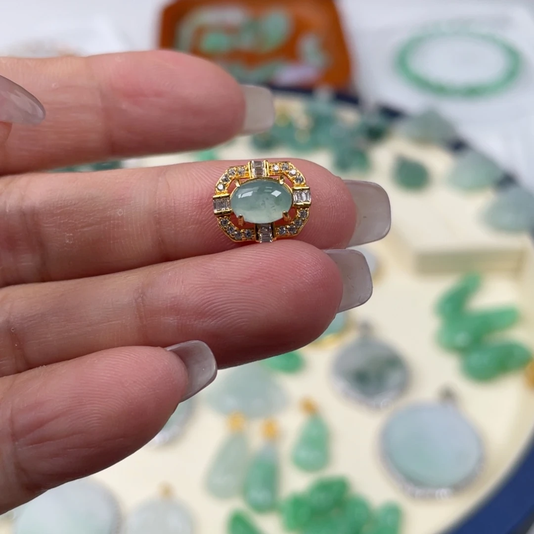 翡翠银S925镶嵌颈饰吊坠