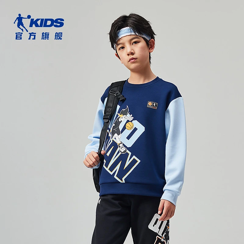 乔丹童装儿童卫衣男孩秋装2025秋季新款大童帅气上衣青少年套头衫