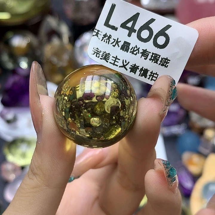 早***干未镶嵌珠宝半成品水晶摆件彩发星空