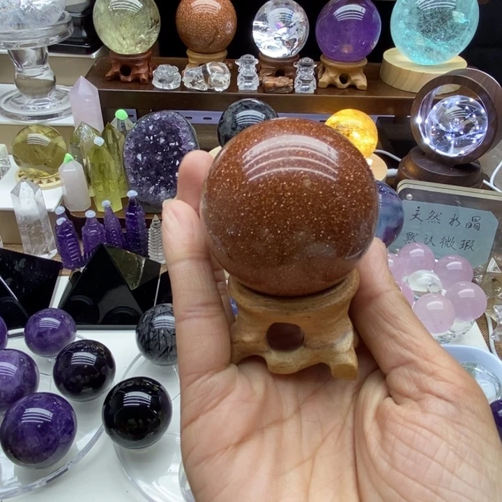 水晶摆件未镶嵌云**儿红金石球6