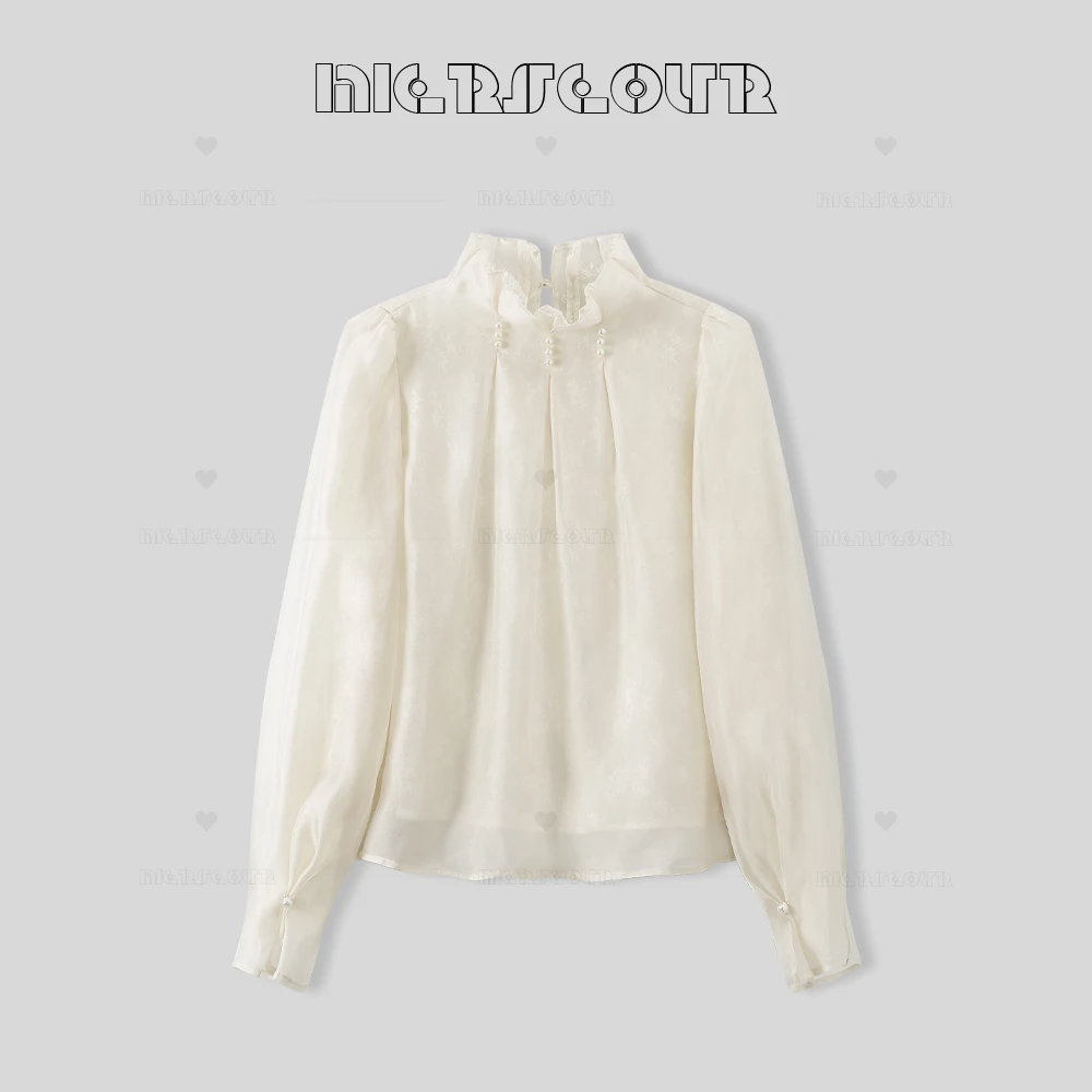 新款温柔风蕾丝双层衬衫上衣56A108