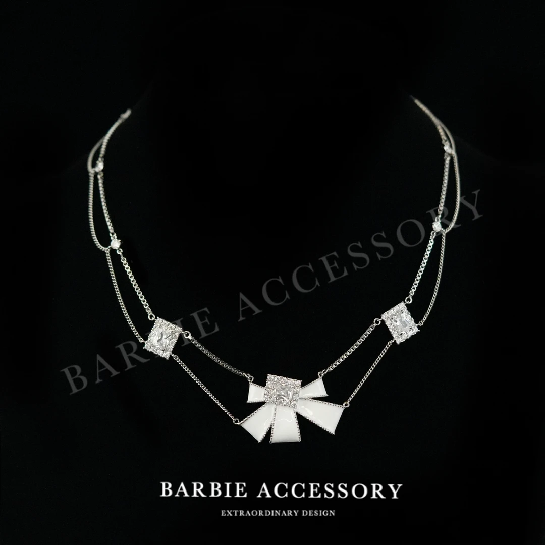 铜合金合成锆石项链 【白花游极】时尚轻奢设计款高级绝美百搭项链