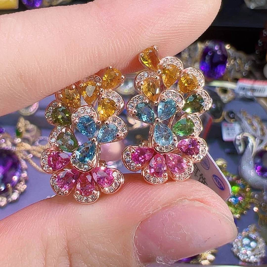 碧玺天然银S925镶嵌碧玺