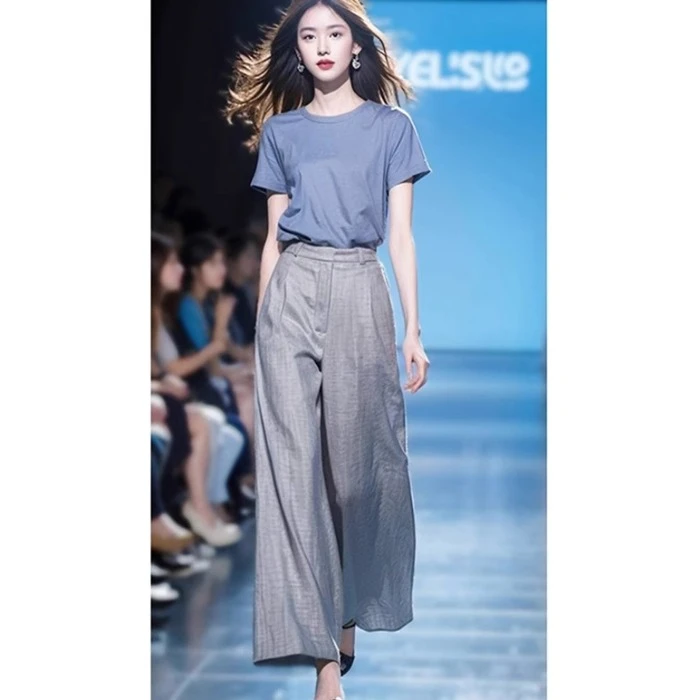 减龄穿搭一整套夏装小个子休闲高级感短袖t恤阔腿裤两件套装女夏