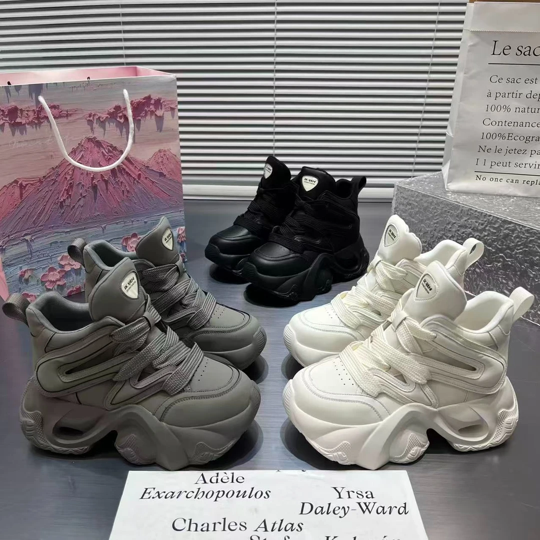 专属【单里-加绒】皮面增高老爹鞋女秋季新款2025年超火厚底休闲鞋