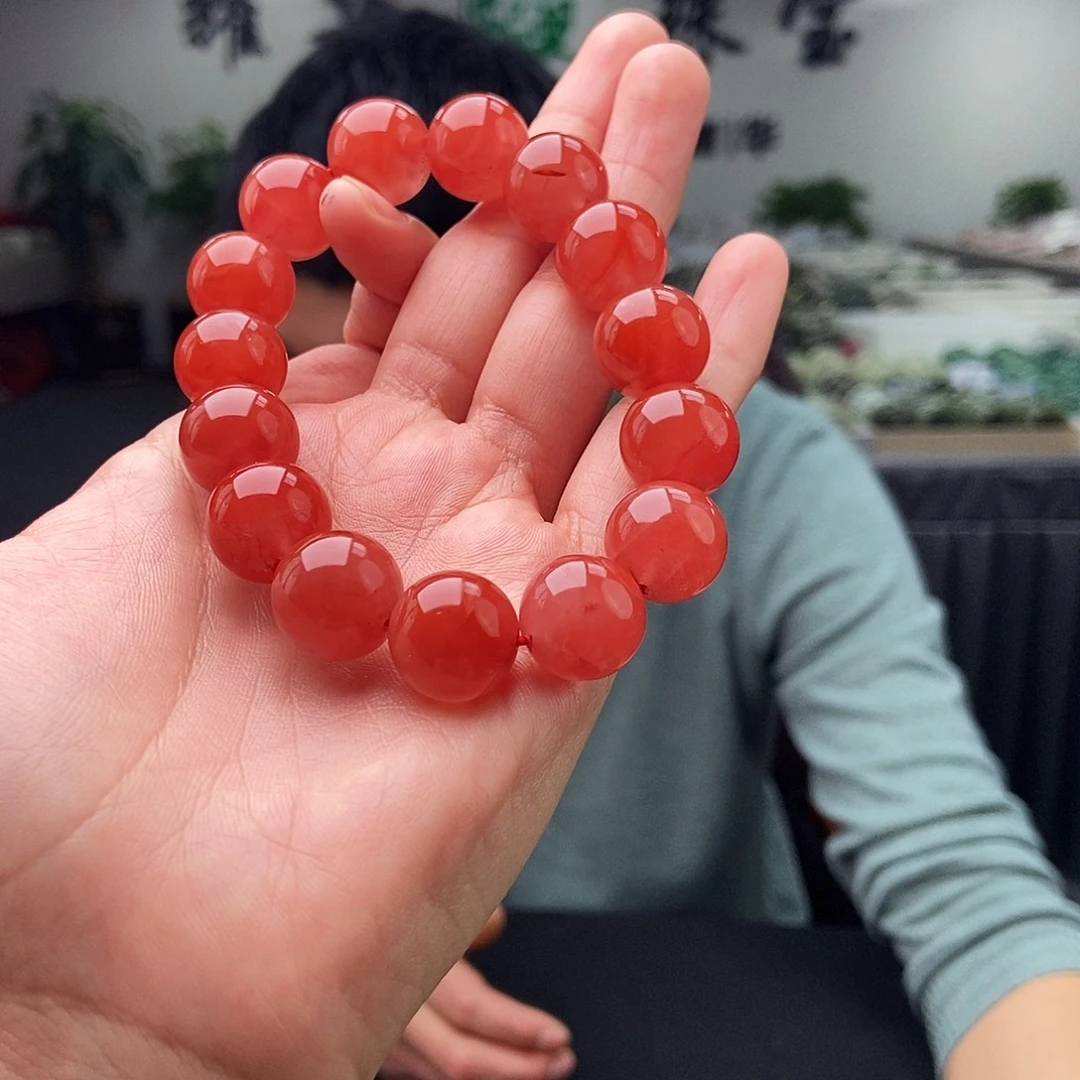南红玛瑙未镶嵌颈饰卡15左右 手串 颜色多样性发拍一发一