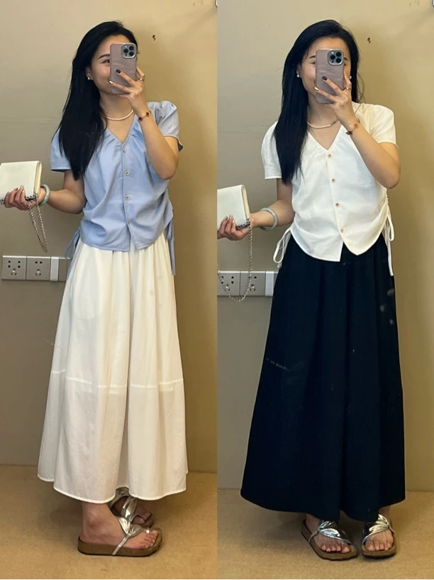 上身真的好气质显瘦的小衫 v领抽绳短袖