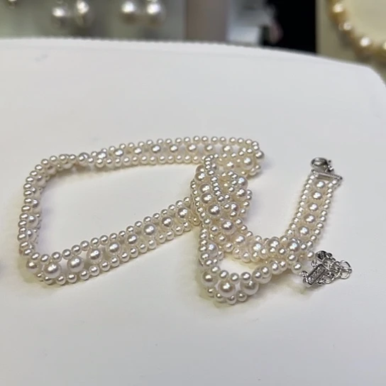 颈饰银S925镶嵌淡水珍珠