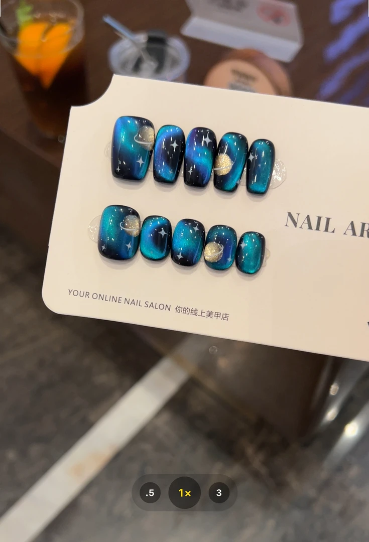 NO退N换、无收纳盒【星辰大海】CHANSIANNA纯手工穿戴甲追光猫眼