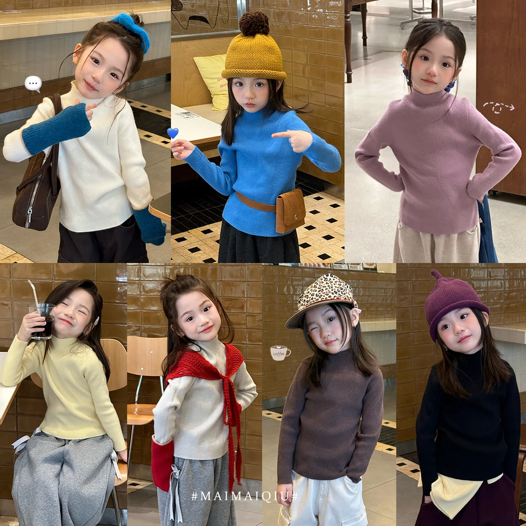 「麦麦秋」【冬日来信】安柔绒女中大童冬打底毛衣长袖针织上衣GD2440