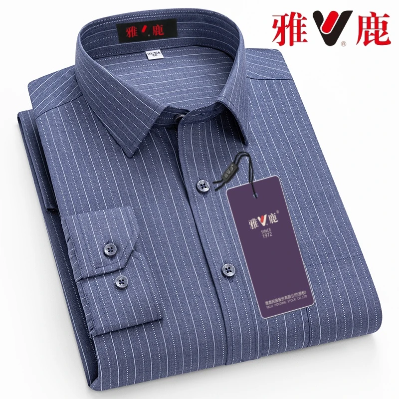 V/雅鹿衬衫男士长袖休闲中年商务时尚外穿日常轻奢春秋季高档衬衣
