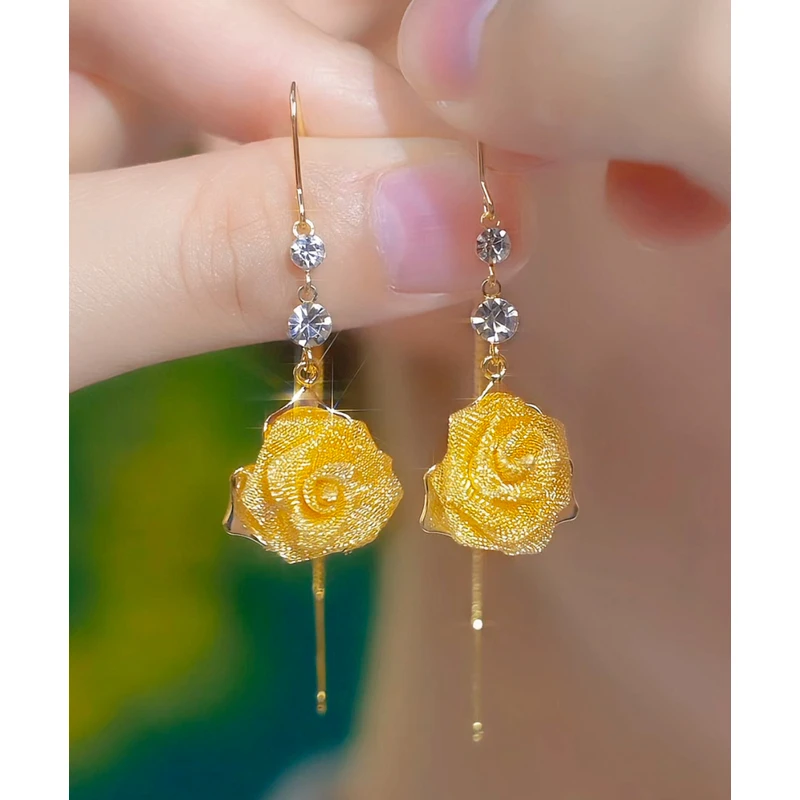 铜合金合成锆石耳饰 黎卡芙[玫瑰花]女士耳线