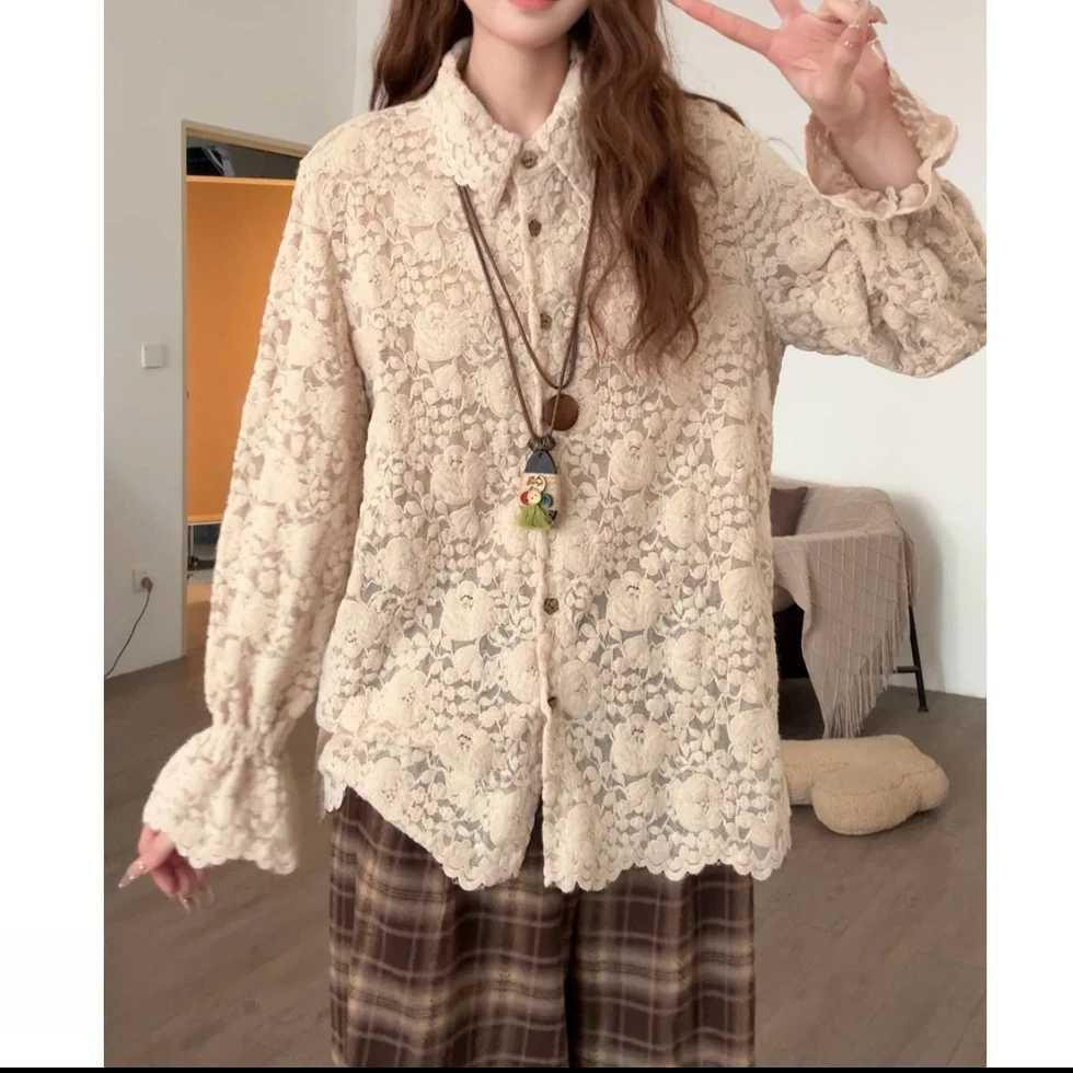 VGVL上衣落花为信秋季新款小众加厚时尚衬衫女