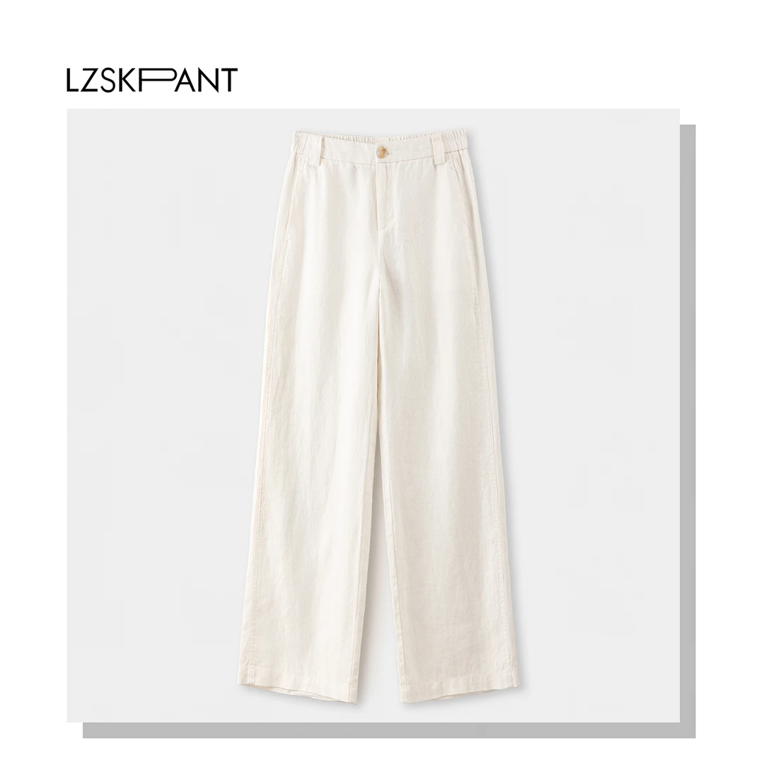 （李总说裤）超显瘦！新款垂感直筒休闲时尚亚麻裤长裤女裤MW17A508