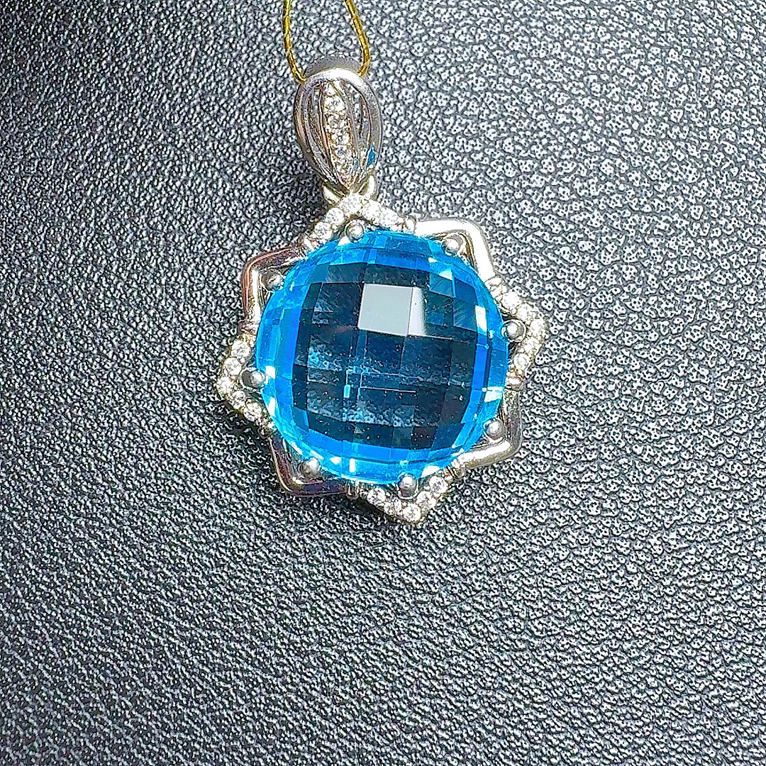 天然S925银太阳花托帕石吊坠主石15尺寸