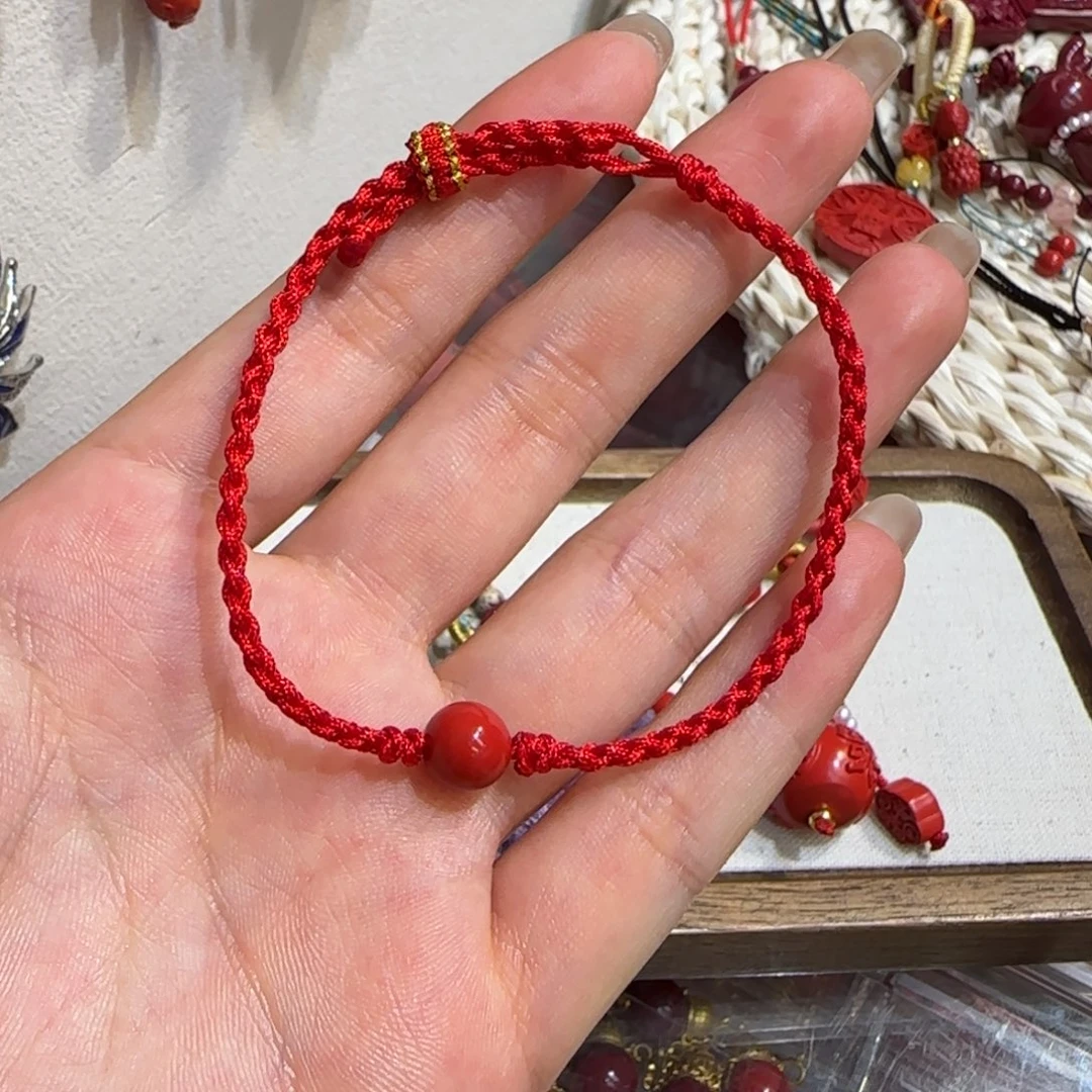 天然辰砂冰***高含量朱砂手绳