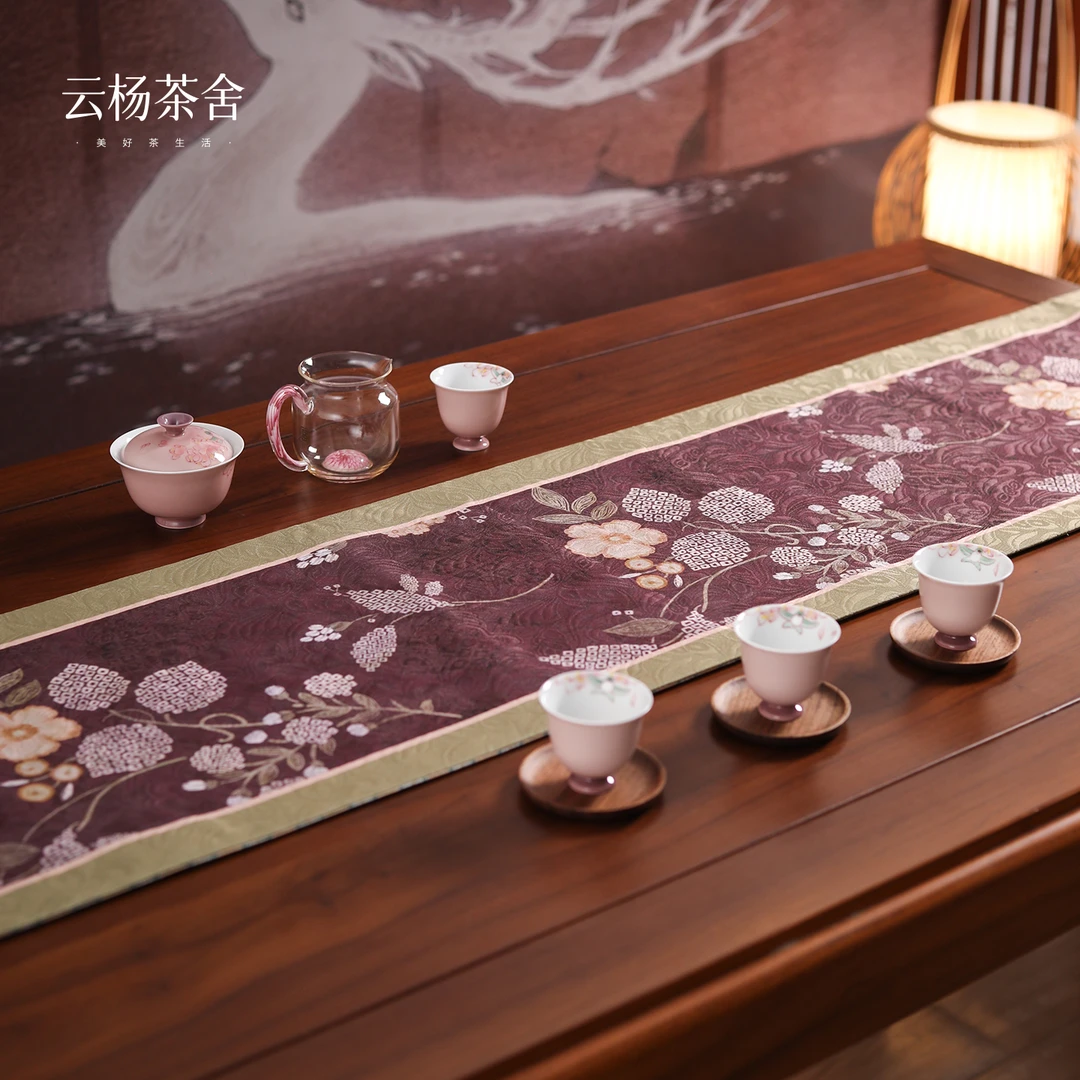 【织锦大桌席】新中式海棠故梦桌旗尺寸约180*32cm